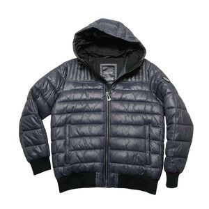 Noize Jacket Mens Large Gray Hooded Puffer Full Zip Cruelty Free Vegan Outdoor